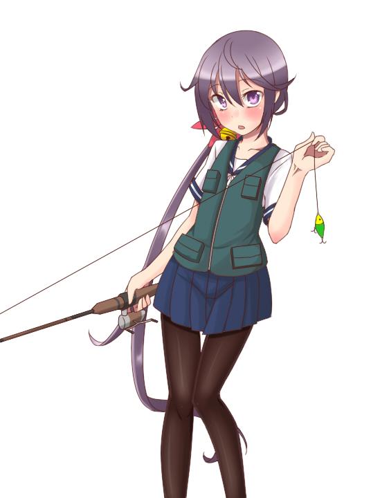 akebono (kancolle) 1girl fishing rod hair bell hair flower solo flower long hair  illustration images