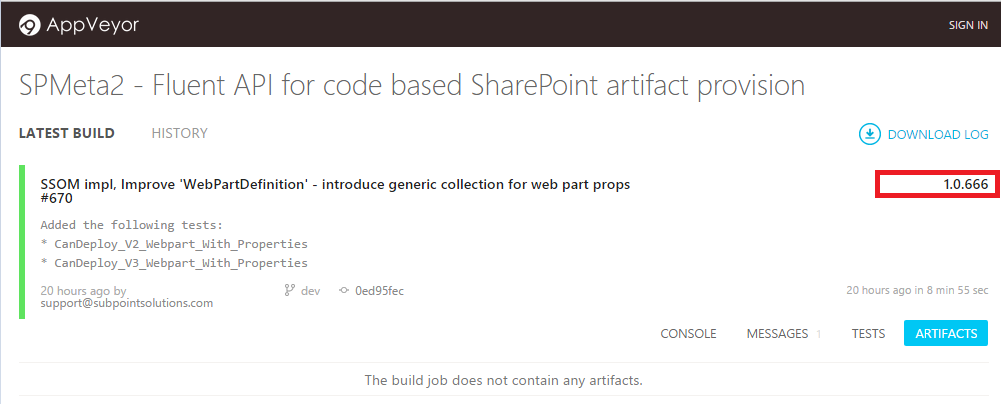 spmeta2's tweet image. 666th build on #appveyor yet still green  #SPMeta2 #CI #ALM