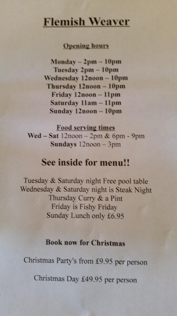 Flemish_Weaver's tweet photo. We now have new opening hours and we also offer a brilliant variety of deals and offers throughout the week! http://t.co/UGh2nWgQCv