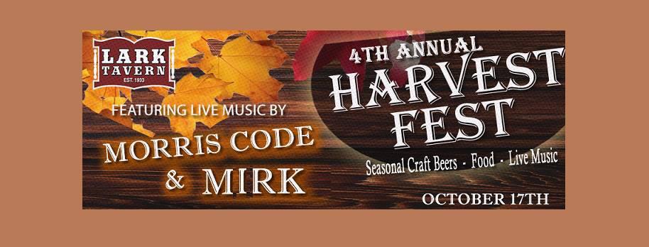 BandMorrisCode's tweet photo. Come to the grand Harvest Festival @LarkTavernCOM to see us and @MIRKMUSIC while enjoying some seasonal food/drink! http://t.co/ukChKJF8q6