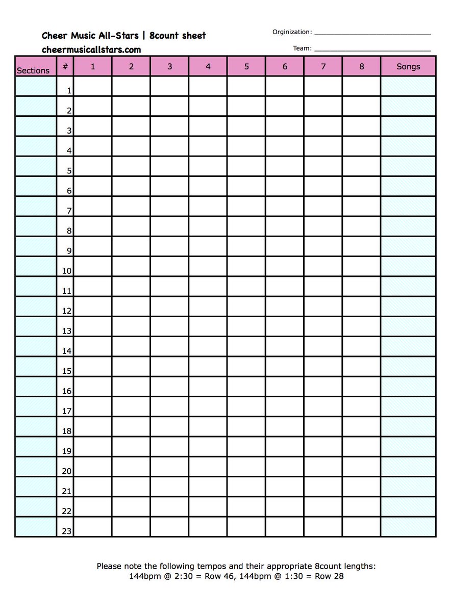 Cheer Music Allstars on Twitter "Free 8 count sheets available http
