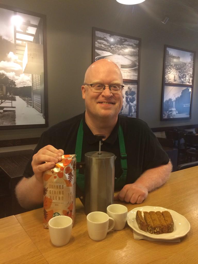 rchamber5's tweet photo. It's here it's here. My first taste of Thanksgiving blend. #bringingcoffeeback http://t.co/UzijVh2gyw