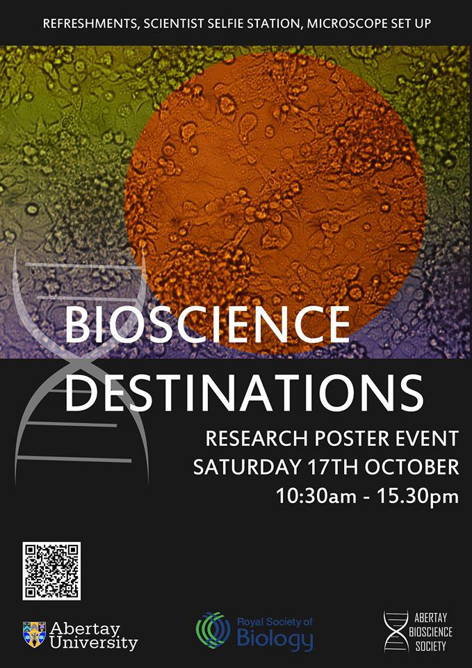 BioDestinations's tweet photo. @AbertayUni will be hosting the #BioScienceDestinations poster event in just over a week. See you there #Dundee! http://t.co/MAEyTxh1Wn