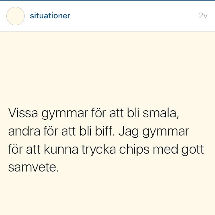 lindazakrisson's tweet photo. Själv gymmar jag inte alls men trycker chips med gott samvete ändå http://t.co/0If6daBt7X