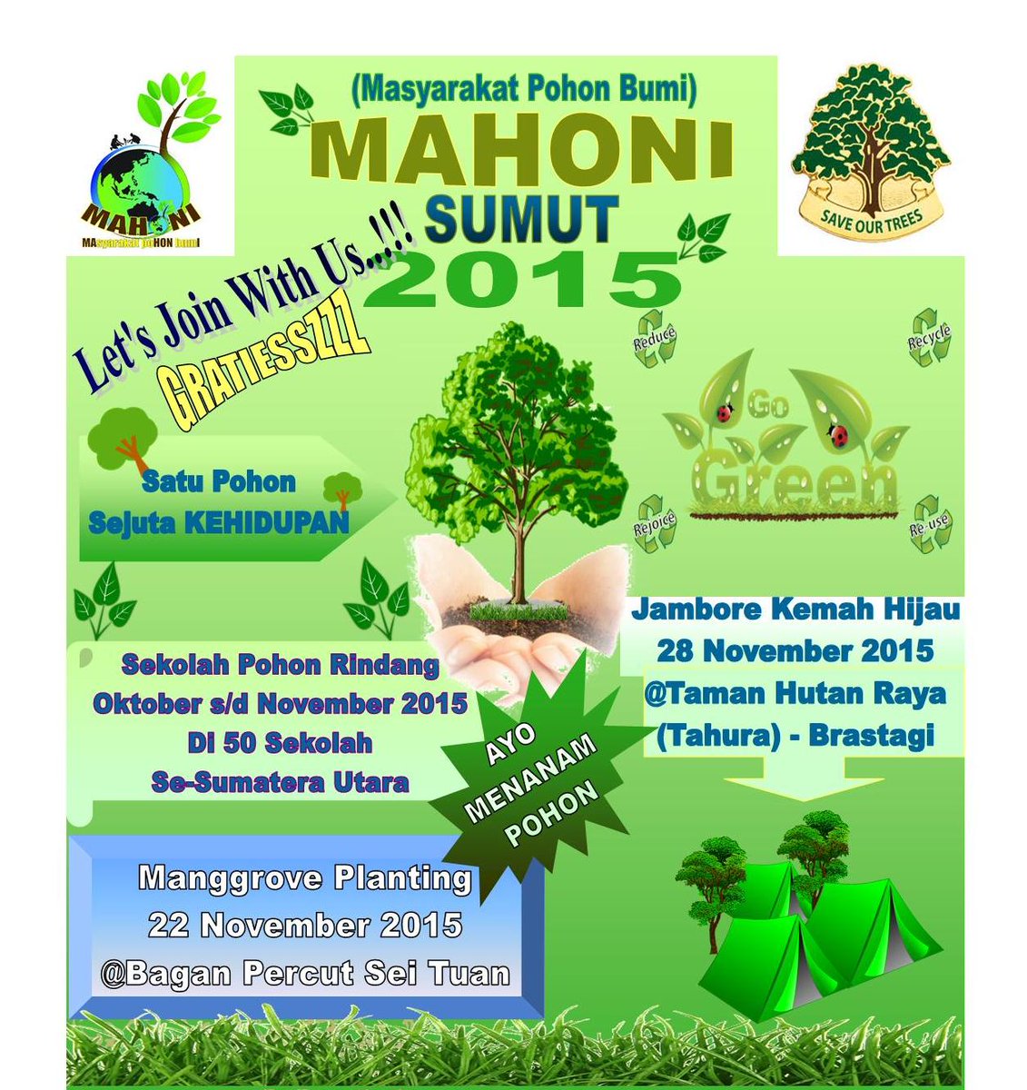 mahoni_sumut's tweet photo. Yuukkk
Sukseskan Event MAHONI 2015
@KOPHI_ @humas_kemenhut @HumasKLH @KEHATI @GNFI @kompascom @tvOneNews @Metro_TV http://t.co/qfSVMSpWPe