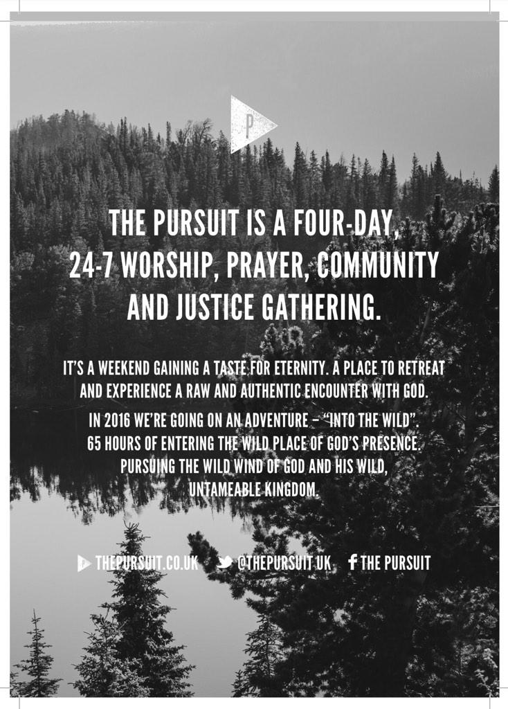 We are so excited about #thepursuit16 tell friends, get booked on and join us in entering the wild heart of God.