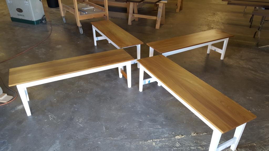 Finishing up a run of Teak benches for #tourcyclestudionola. #spinning #nola #customfurniture #interiordesign