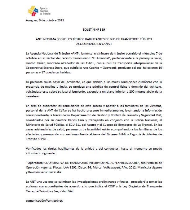 Ant Ecuador On Twitter Boletin Informamos Sobre Los Titulos