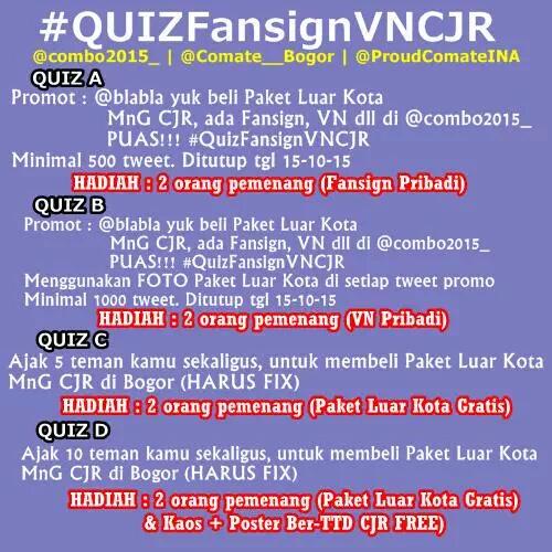 Ada paket khusus luar kota dan ada quiz nya juga loh. Yuk lah segera join😍