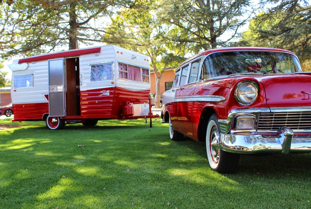 MountComfortRV's tweet photo. 1956 Chevy Beauville Station Wagon with a matching 1965 Shasta Airflyte trailer #retro #vintage #shasta #airflyte http://t.co/83tc6YM78P