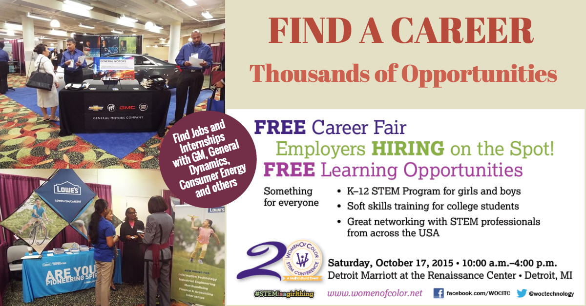 CoC_SWDetroit's tweet photo. Free #STEMjobs Career Fair | Oct 17 10am - 4pm | Loc @DetroitMarriott | #SwDetroit #SouthwestDetroit #BridgeToJobs http://t.co/tfa4DfgL34