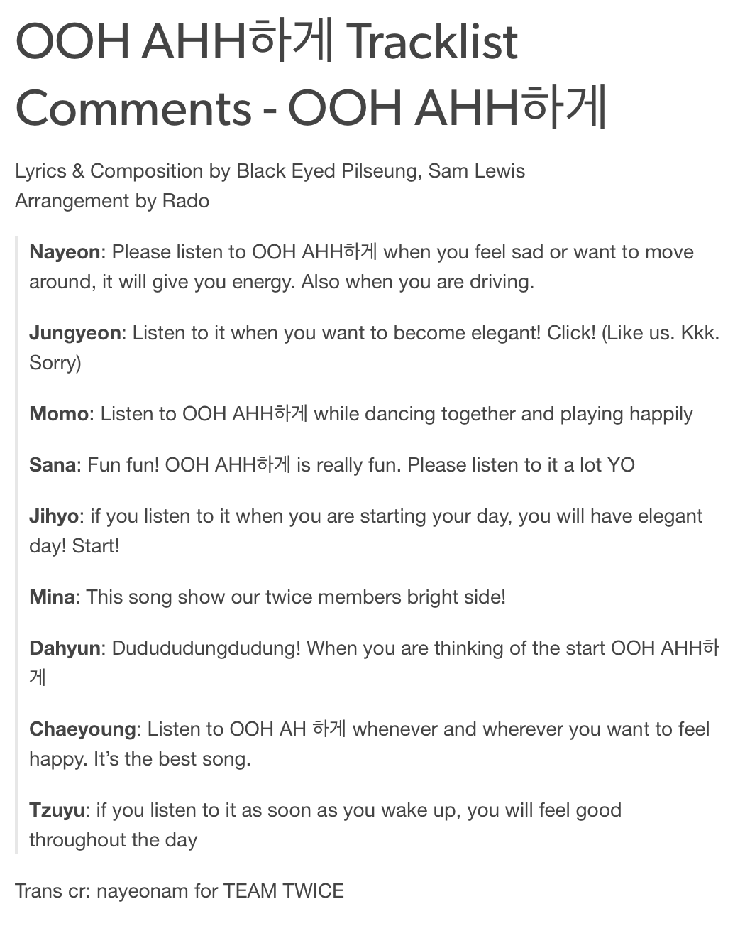Team Twice Scientist Trans Eng Twice Oohahh하게 Tracklist Comments Ooh Ahh하게 Http T Co Nbmzxnflxk Http T Co Wwfsqvbuva Twitter