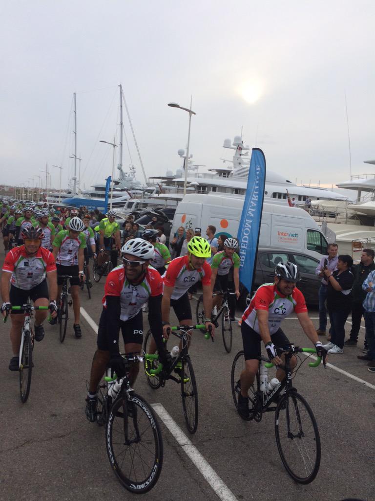 COGS4CANCER's tweet photo. And they're back. Well done #cogs4cancer riders. Awesome #Yachting #letsbeatcancer #yachtlife #antibes #riviera #c4c http://t.co/LK7zSPhONk
