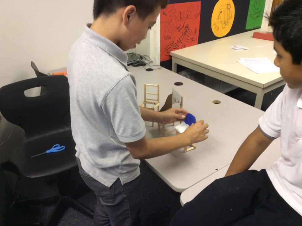 Mr_Benfield's tweet photo. @WahlukeJH @WahlukeSTEM some finished chair models.... And a chair model... #fundayfriday http://t.co/jI50D5oP0I