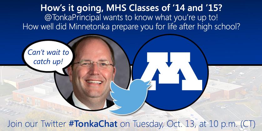 TonkaPrincipal's tweet photo. CLASS OF 14 &amp; 15: I'd like to know how MHS prepared you.  Take part in our town hall meeting! Spread the word. http://t.co/maZY7MFK28