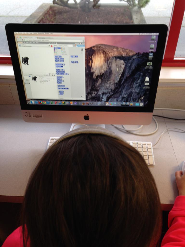 bourne_carrie's tweet photo. Div 15's 1st session learning how to code using scratch with @marshmallowcode #sd38 @hommalibrary http://t.co/NFM15T9ExH