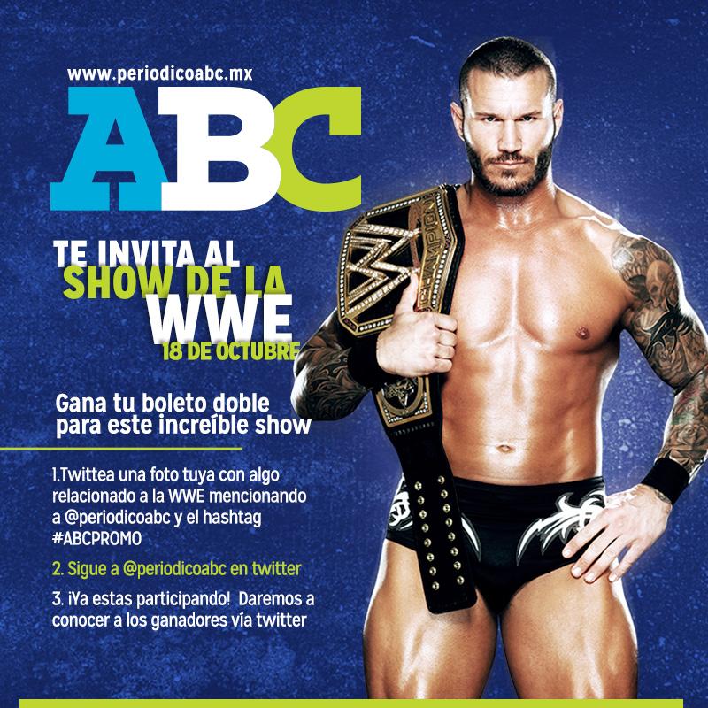 ABCNoticiasMX's tweet photo. #ABC te lleva a la WWE este 18.Sube una foto creativa utilizando #ABCpromo y gana un pase doble,hoy decimos ganadores http://t.co/XhsUem9UgL