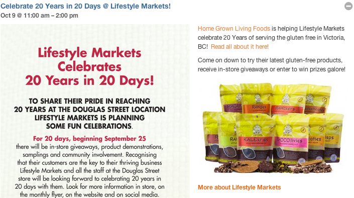 TheCeliacScene's tweet photo. Today11-2 #glutenfree @HGLivingFoods Tasting @LifestyleMkts #LSM20Years + Prizes + Giveaways! http://t.co/fuHpN3eRXD http://t.co/CSYq9uN08d