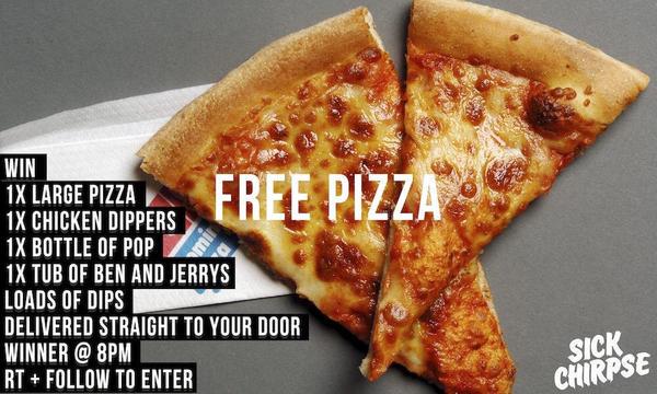 SickChirpse's tweet photo. HUNGOVER?
SKINT?
NEED PIZZA?

We got you...

WIN EVERYTHING IN THIS PHOTO! 

RT + FOLLOW TO ENTER

WINNER @ 8PM http://t.co/DFPWaA7iqb