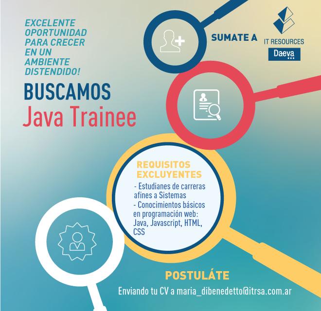 SomosITR's tweet image. ¿Sos estudiante de Sistemas o Informática? ¿Tenes conocimientos básicos en programación web? ➜➜➜ #JAVA #JAVATrainee
