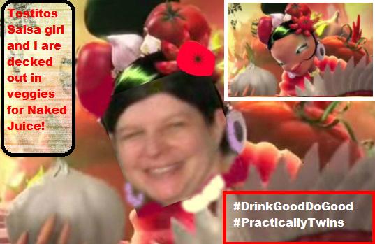 tcali10's tweet image. Tostitos Salsa Girl and I decked out in veggies for Naked Juice #DrinkGoodDoGood #PracticallyTwins