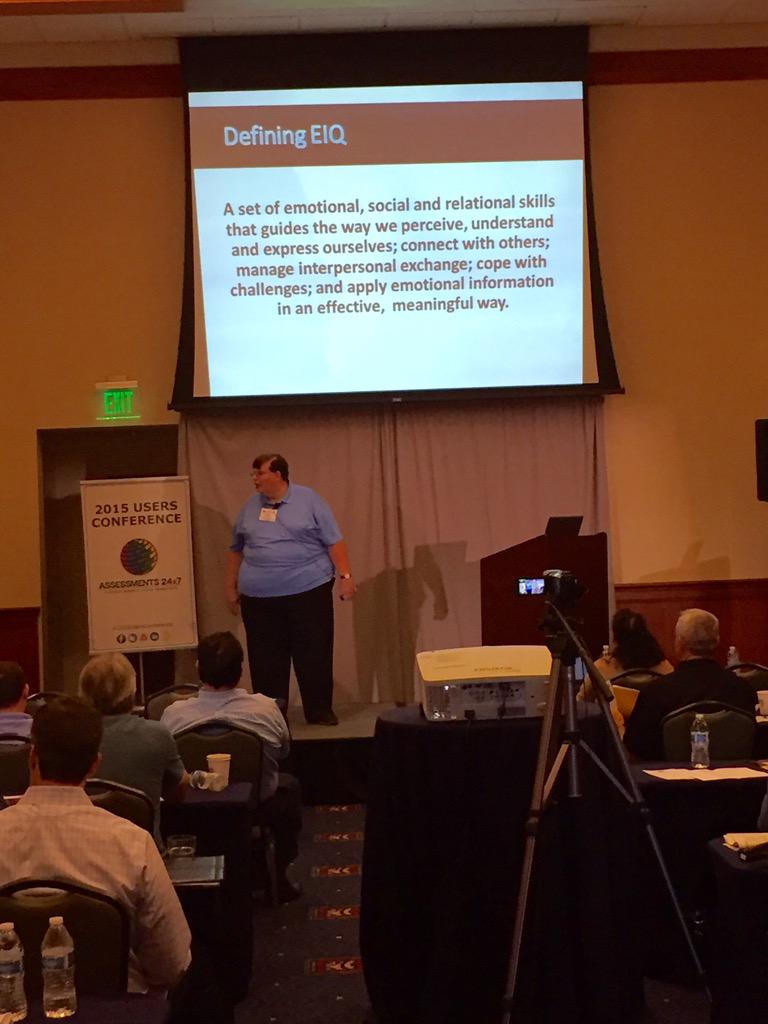 Assessments24x7's tweet photo. #Emotionalintelligence was the topic of our late morning speech by trainer @BobJerus! #EIQ2 #2015UsersConference http://t.co/HZ2SYghrVi