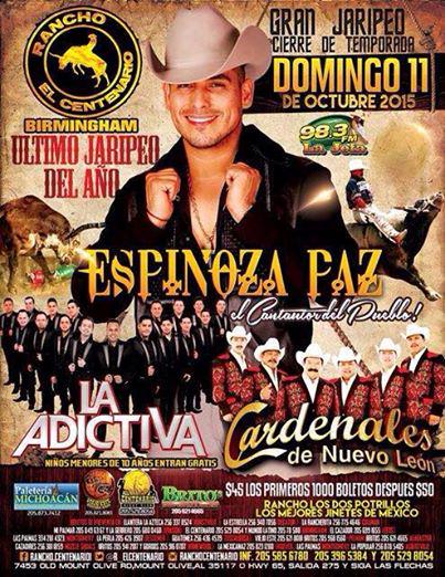 EspinozaOficial's tweet photo. Y el domingo 11 de Octubre l@s veo en Mount Olive, AL en @R_elCentenario http://t.co/uMaZZzpJzX