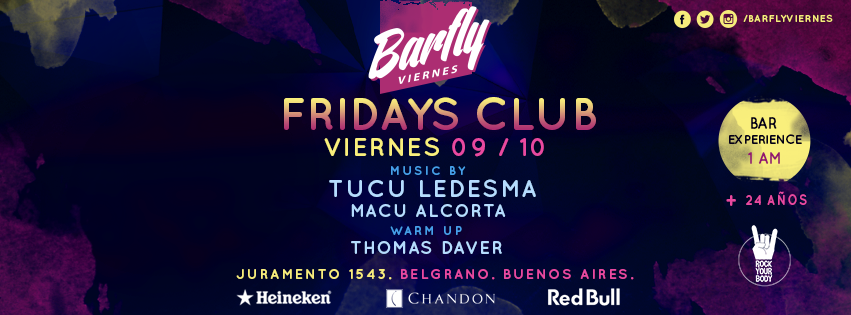 barflyviernes's tweet photo. HOY BARFLY FRIDAYS CLUB - Warm Up Thomas Daver Main Tucu Ledesma &amp; Macu Alcorta http://t.co/UI6Ymf77N0