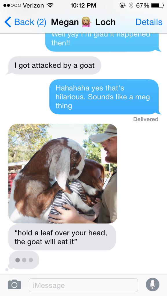 when your best friend gets attacked by a goat #dying 😂 <a href="/loch_megan/">Megan Loch</a>