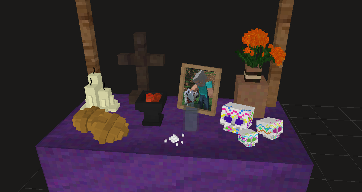 RazzleberryFox's tweet photo. Finally finished the Mexican Day of the Dead Altar for #DecocraftMod Halloween update! YAY! http://t.co/gbBNY5sBmp