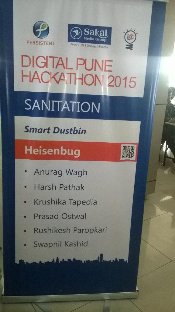 xs2harpreetsing's tweet image. #DigitalHackathonPune #PersistentSys #SmartDustbin our team at Hackathon😊