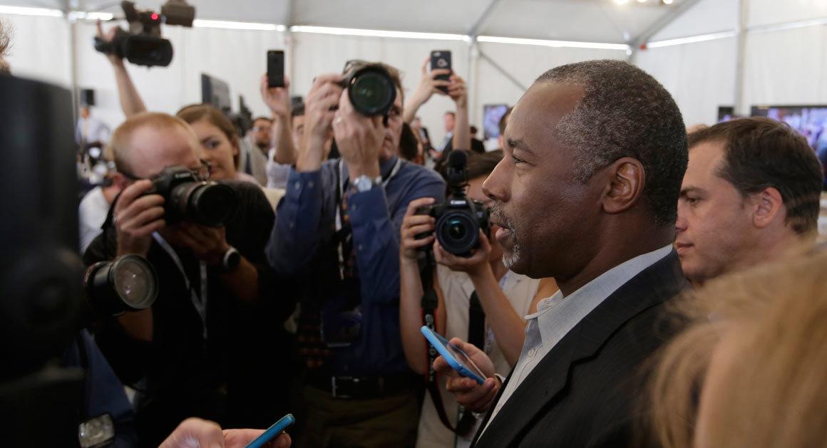 politico's tweet image. Ben Carson does not like the media politi.co/1ZmZSt8 | AP Photo