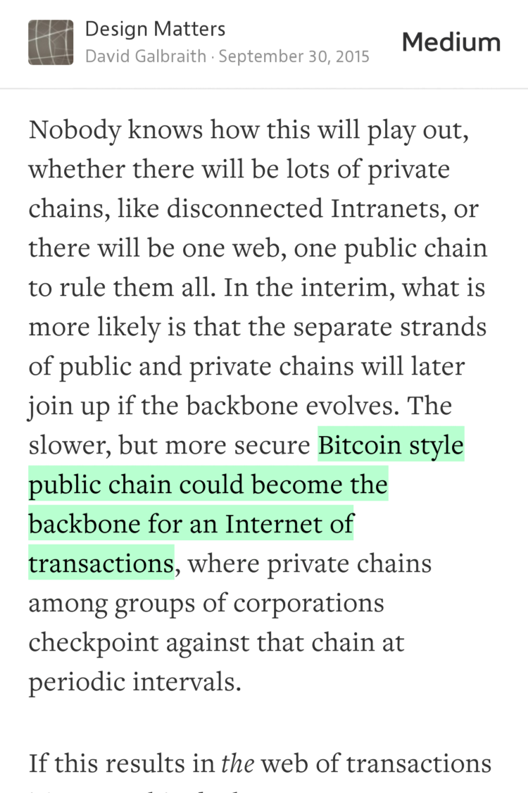 James Smith (@docjamessmith) on Twitter photo Bitcoin style public chain could become the backbone for an Internet of transactions <a href="/daveg/">David Galbraith</a> medium.com/design-matters… Bitcoin style public chain could become the backbone for an Internet of transactions <a href="/daveg/">David Galbraith</a> medium.com/design-matters…