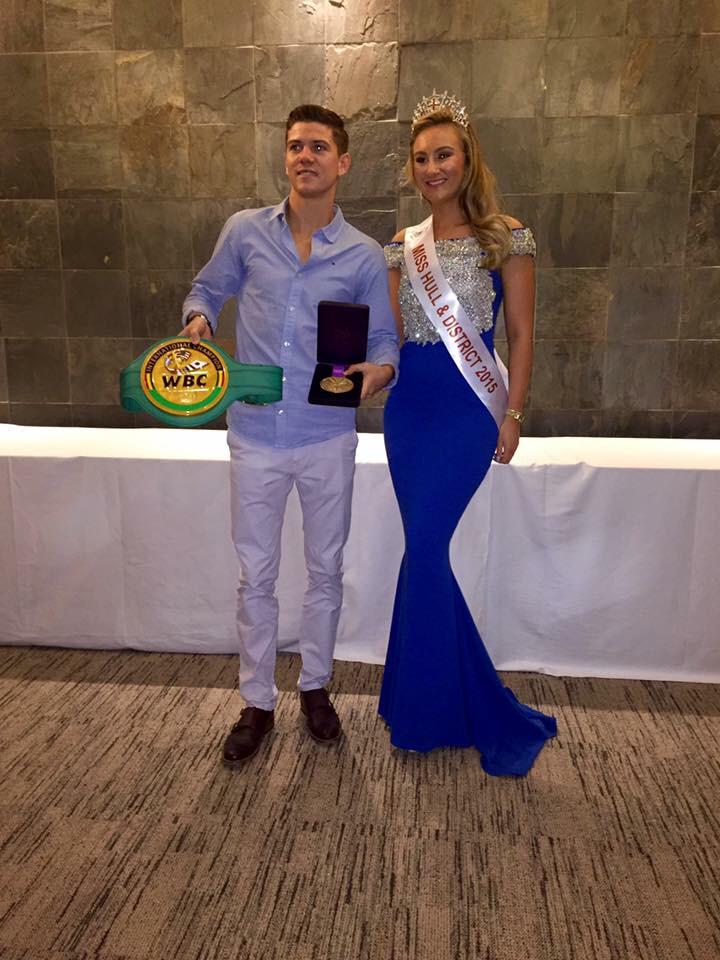 EBevents's tweet image. Miss Hull2015 with @luke11campbell at last nights Hatfield jaguar event!