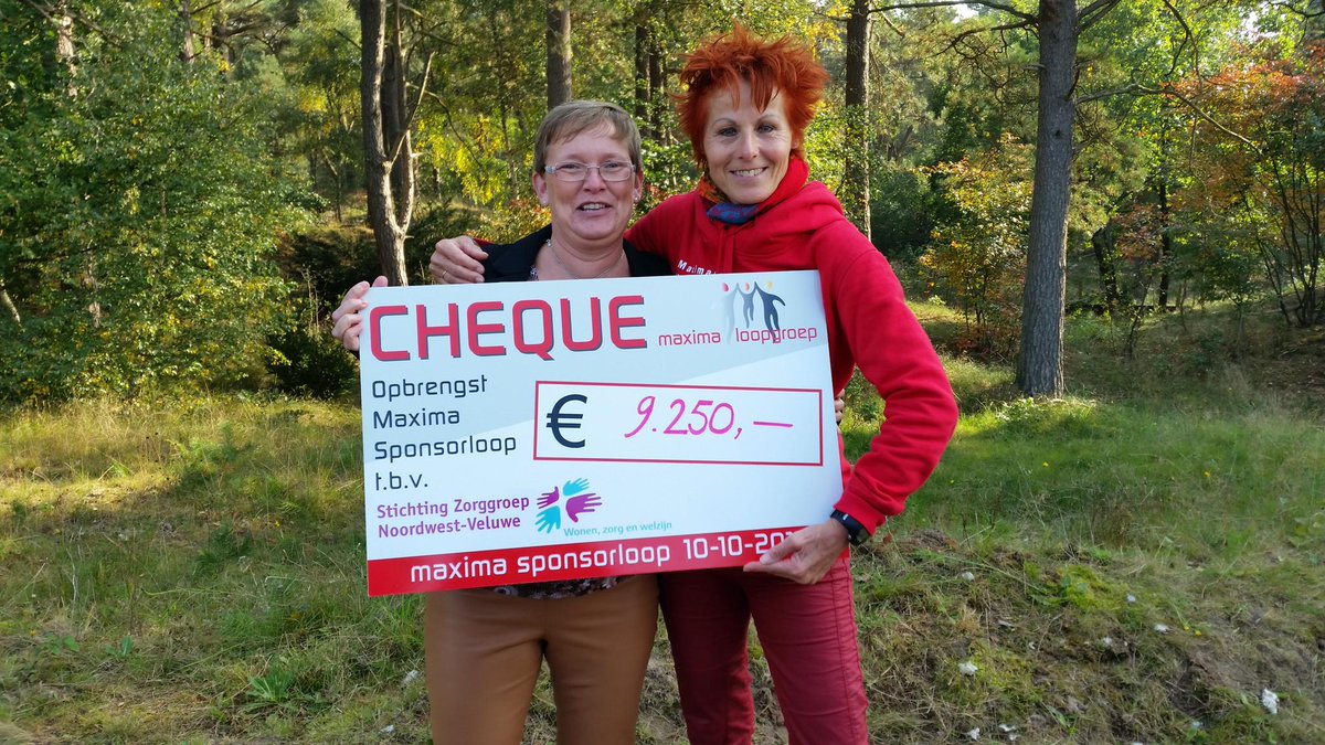 znwv's tweet photo. Sponsorloop @MaximaLoopgroep. Heel hartelijk dank voor dit prachtige bedrag voor onze cliënten. http://t.co/zhy1RZFZmU