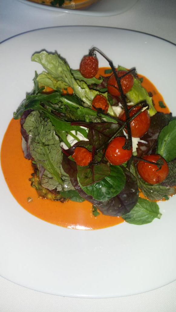 Cossypha's tweet image. Supper last night @bistro1682 Courgette fritters were our favourite.