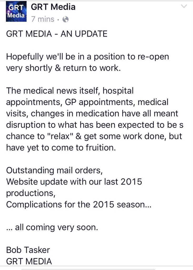 GRT MEDIA - an update on the TEMPORARY closure.