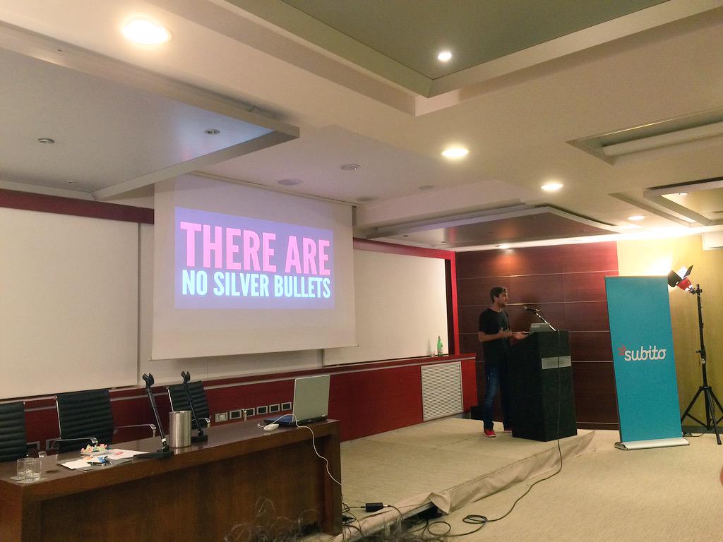 pragmamarkorg's tweet photo. State of Statelessness by @hverlind now live #pragmaConf15 http://t.co/y10sAx7AQq