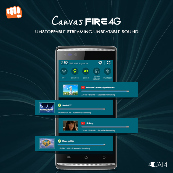 Micromax__India's tweet photo. Be the fastest among equals with downloads at up to 150MBps on the #Fire4G (CAT 4): http://t.co/pSc1YHLTG9 http://t.co/9qprwFFrKN