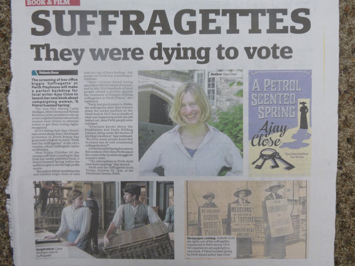 AjayClose's tweet photo. Yesterday's Perthshire Advertiser, and a lovely review from @LesleyMcDowell1 in today's Herald #APetrolScentedSpring http://t.co/Xiavmdza8H