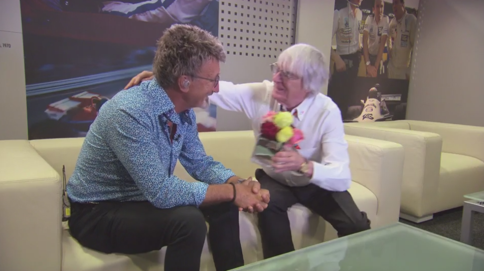 bbcf1's tweet image. RANDOM!

Seeing Bernie Ecclestone give Eddie Jordan a hug &amp;amp; some flowers is not something we expected to see ever