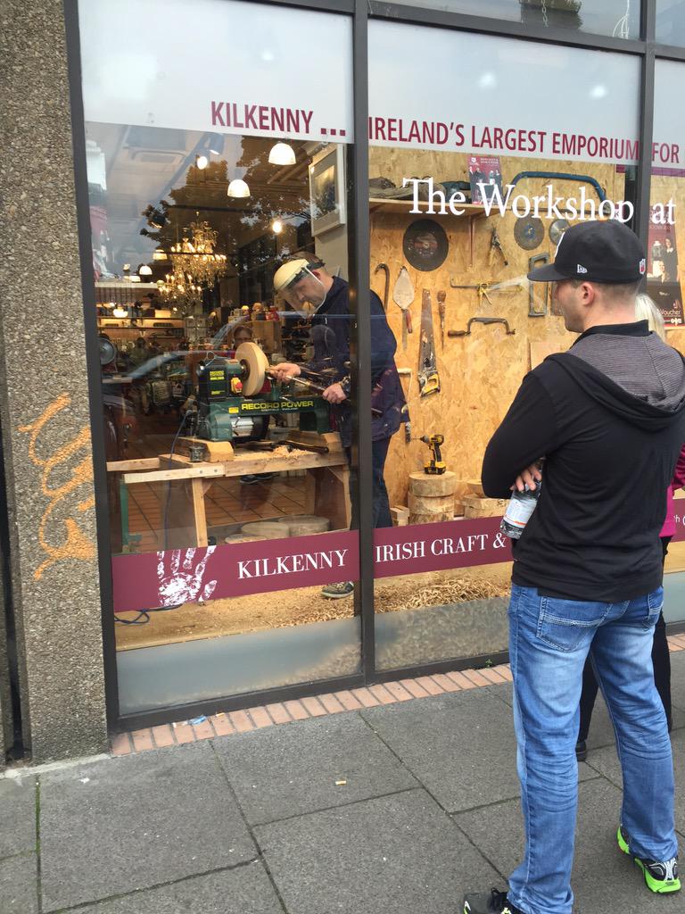 BunburyBoards's tweet image. Willie is Woodturning all day today in @KilkennyShop window on Nassau St. #irishdesignweek