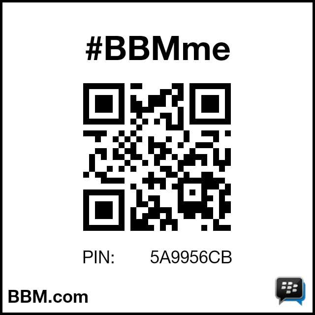 #BBMme PIN: 5A9956CB
pin.bbm.com/5A9956CB