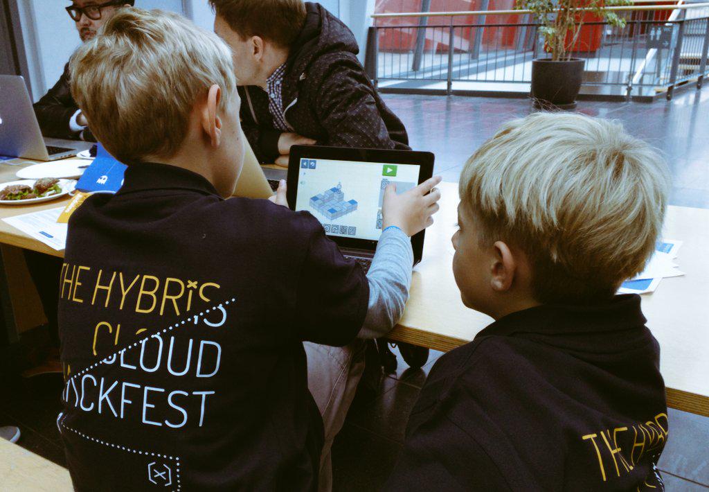 hansamann's tweet photo. The youngest participants of the #cloudhackfest - and yes we will serve hot chocolate, too @k9ert @hybris_software http://t.co/g6ms6uSSXX