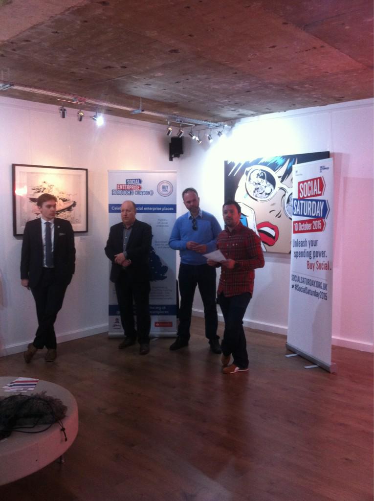 SocialEnt_UK's tweet image. Kevin from the brilliant @RISEgalleryuk launches the #Croydon #SocialSaturday2015 event #buysocial