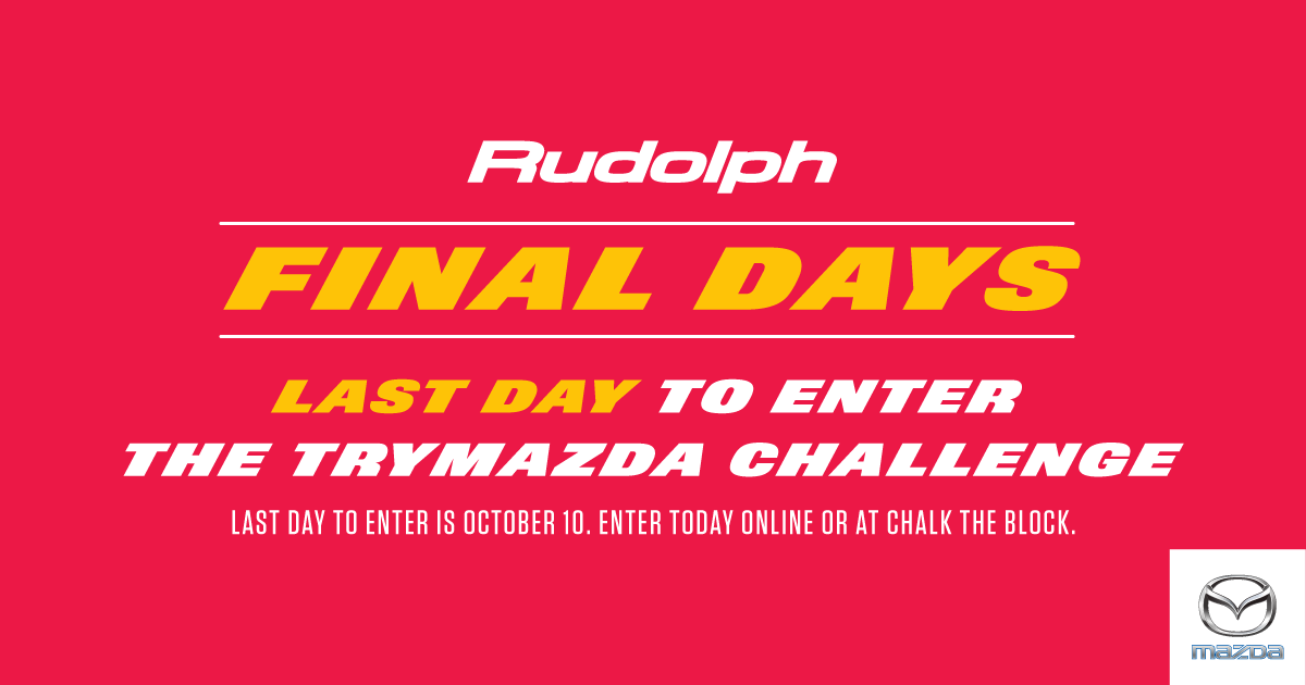 RudolphMazda's tweet photo. Only a few hours left to enter! Donโt miss your chance to win a new Mazda3! MUST BE PRESENT TO WIN
#TryMazda #CTB15 http://t.co/bIeHQsaIJm