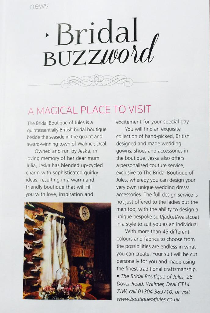 Thank you <a href="/PlanningYourWed/">PlanningYourWedding</a> magazine for our lovely autumn copy, featuring the our bridal buzzword..Xx