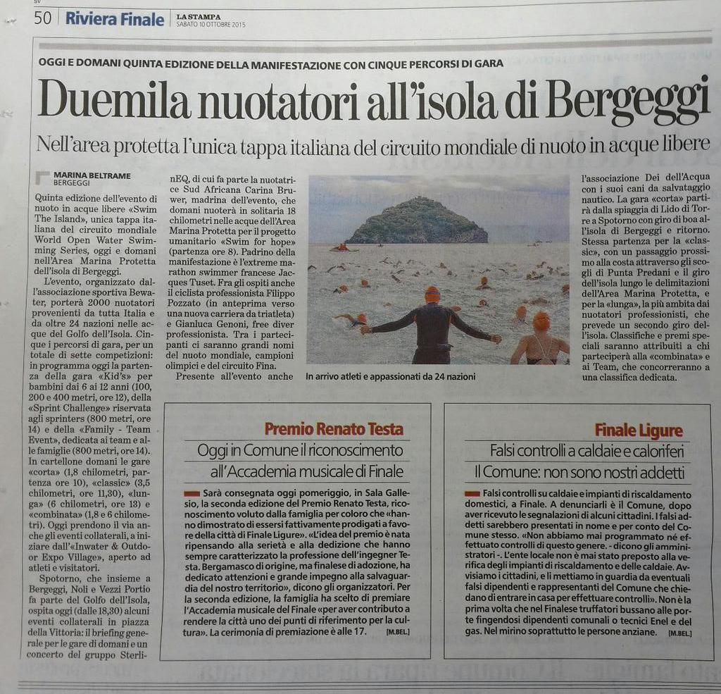 riccobenefranco's tweet photo. @la_stampa SU SWIMTHEISLAND #5 E CAMPIONESSA @carinabruwer PER ESIBIZIONE 18 KM DI NUOVO. @CCIAASV @TurismoLiguria http://t.co/1K9R2V39sm