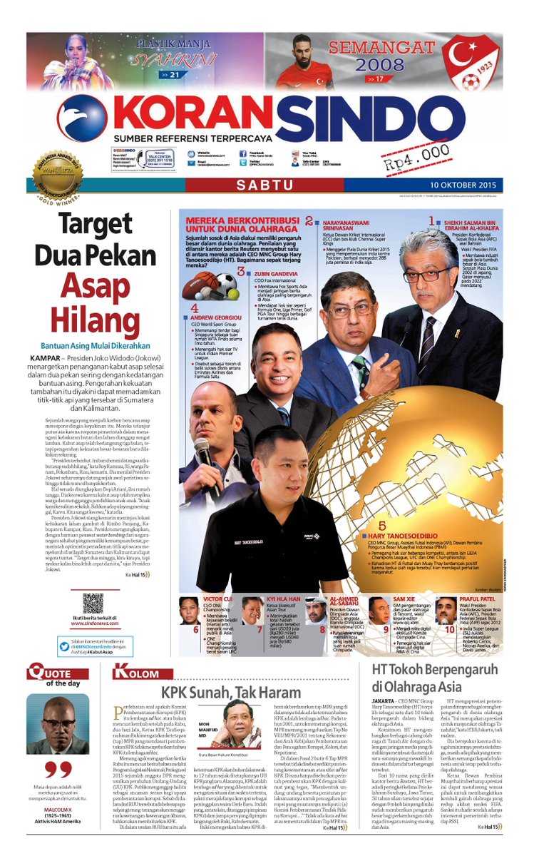 Komen sy, foto HT knp di dpn? :p RT <a href="/MNCkoranSINDO/">Koran Sindo</a>: Kabut asap ditarget selesai 2 pekan. Komentar Anda? #MelawanAsap