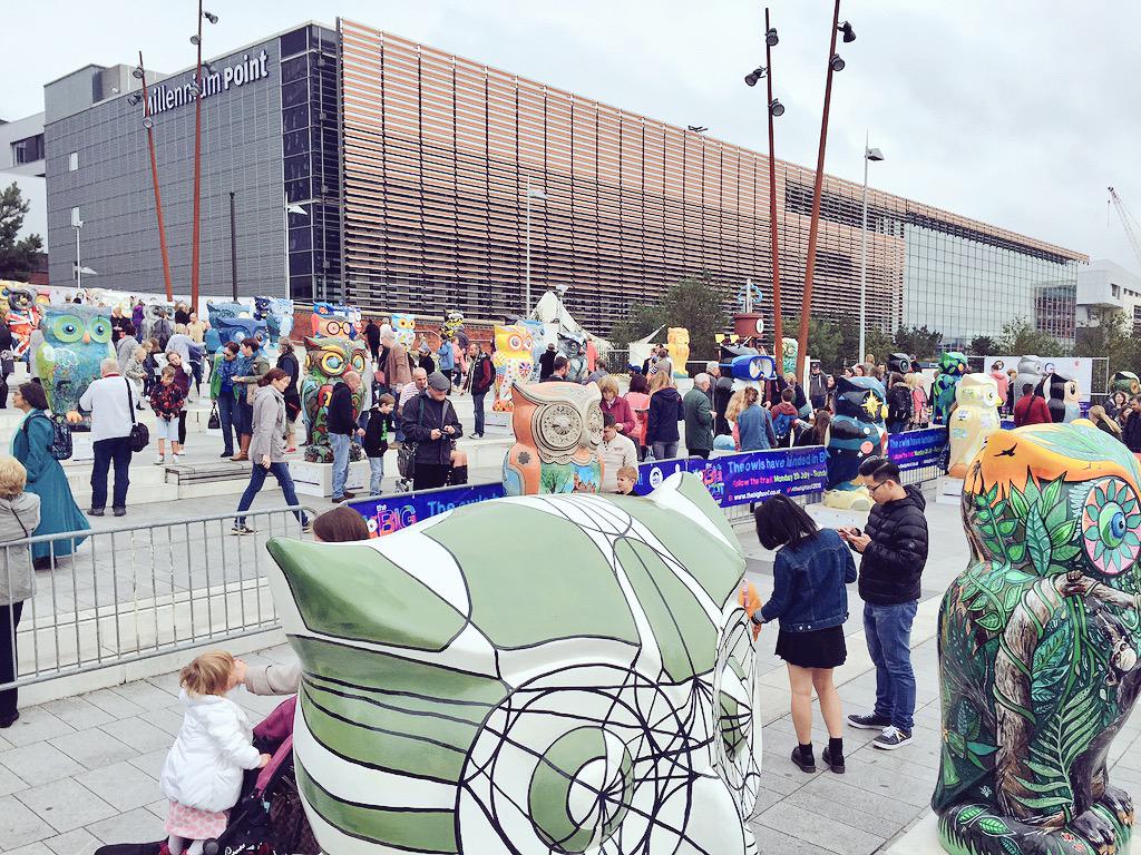 millenniumpoint's tweet photo. Lots of people here + at #Eastside Park to say goodbye to the owls! @thebighoot2015 @Bham_Childrens #TheBigHoot2015 http://t.co/xVVGruCkFA
